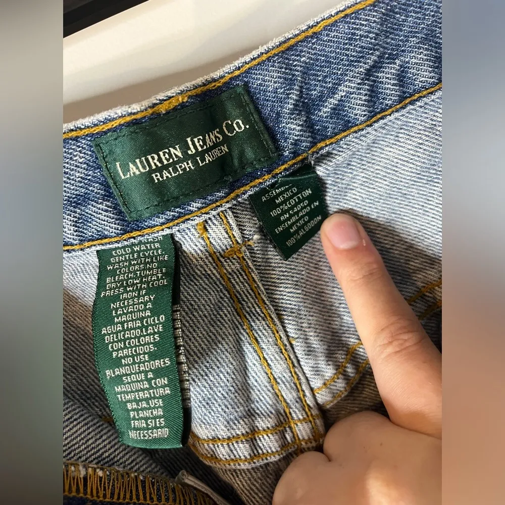 Lauren Jeans Co. Ralph Lauren VTG 100% Cotton Leather Patch Denim Jeans Sz 18W Blue - Image 15