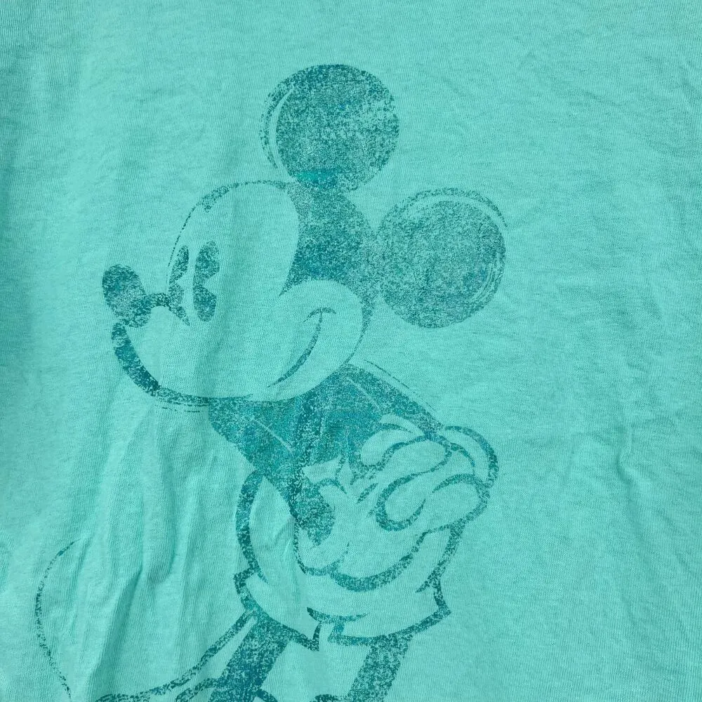 Disney Parks Arendelle Aqua Metallic Mickey Mouse Adult Size Large T-Shirt - Image 4