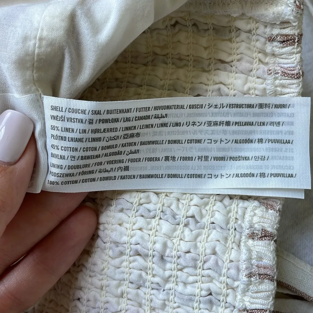 Abercrombie Cropped Linen Blend Bow Back Cami Tank in Cream Stripe - Image 4