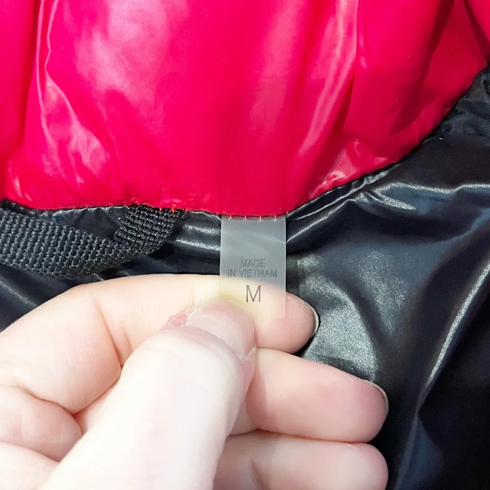S13 Hooded Nylon Duck Feather Down Puffer Coat Jacket Red Medium - Image 6