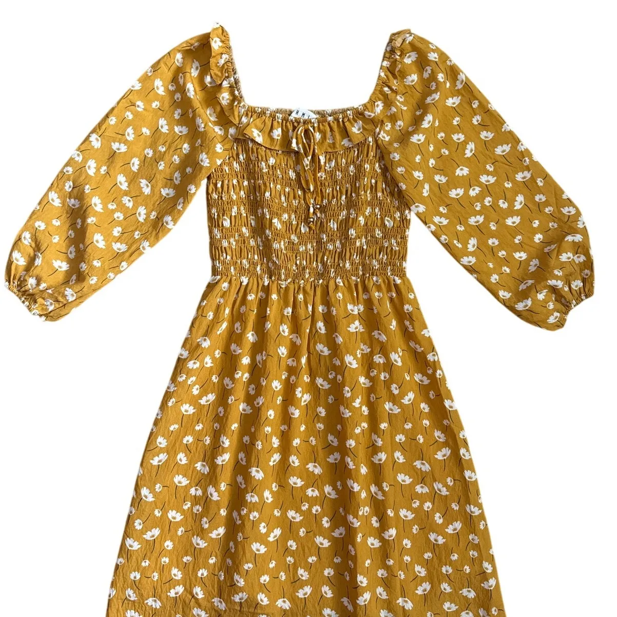 THML Floral‎ Tiered Ruffle Midi Dress Mustard Size XS - Image 9