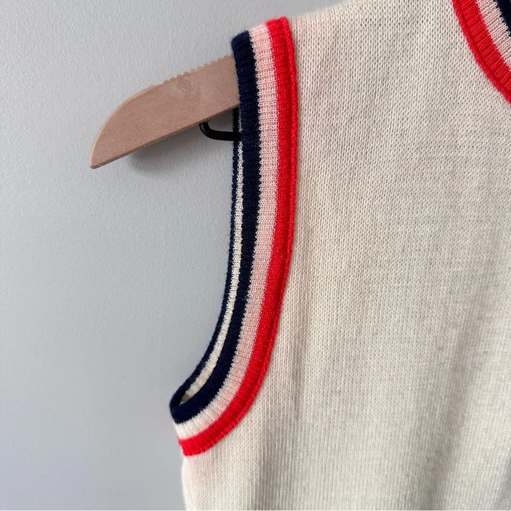 Vtg Jonathan Logan Wool Blend Nautical Sweater Vest Sz XS Coastal Grandma Preppy Red Size L - Image 4
