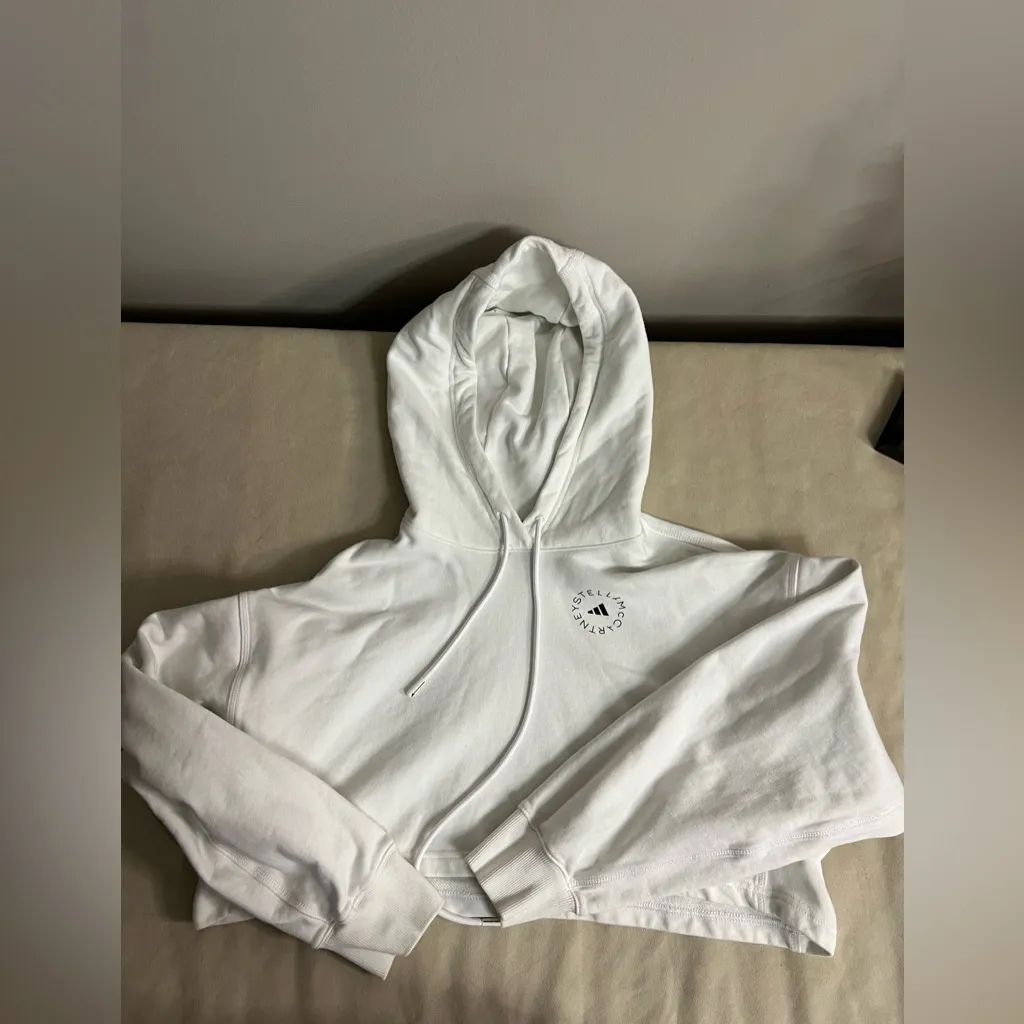 🔥 Adidas x Stella McCartney White Cropped Hoodie – Women’s – Premium Designer Size M - Image 2