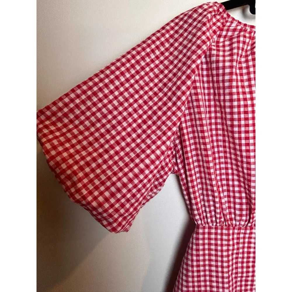 ASOS Trendoyl  Red White Gingham Preepy Dress Size Large - Image 3