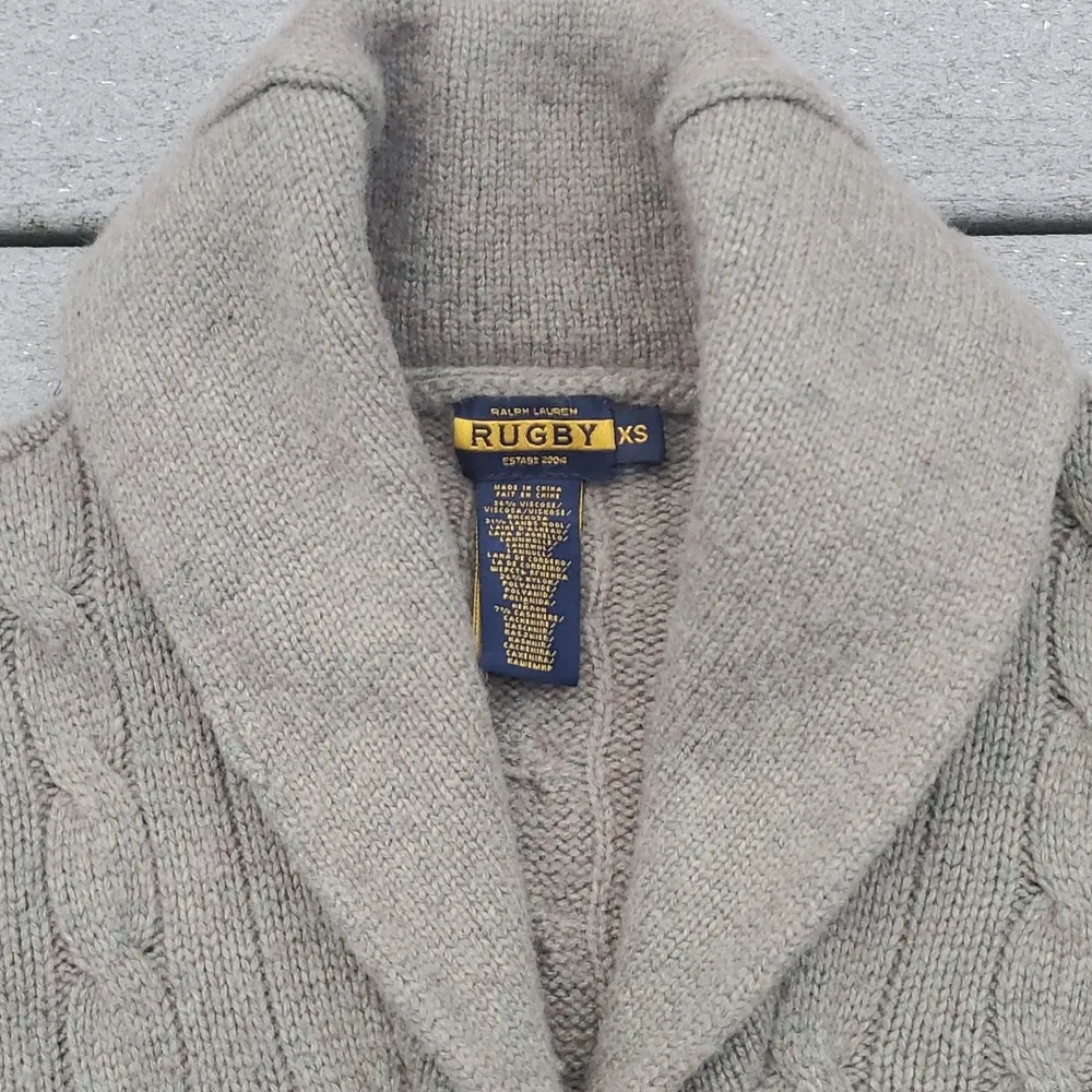 Rugby Ralph Lauren Wool and Cashmere Blend Cowl Neck Cardigan Sweater Green Size XS - Image 7