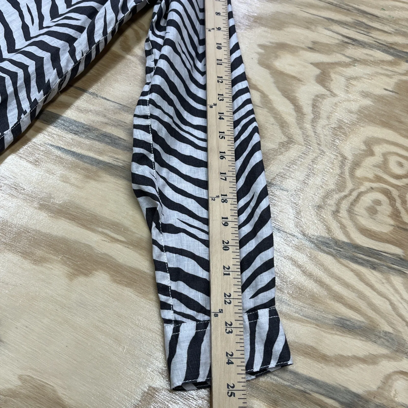 Tahari Animal Print Zebra Stripe Linen Tunic Top Size XL Brown Mob Wife Beachy - Image 10