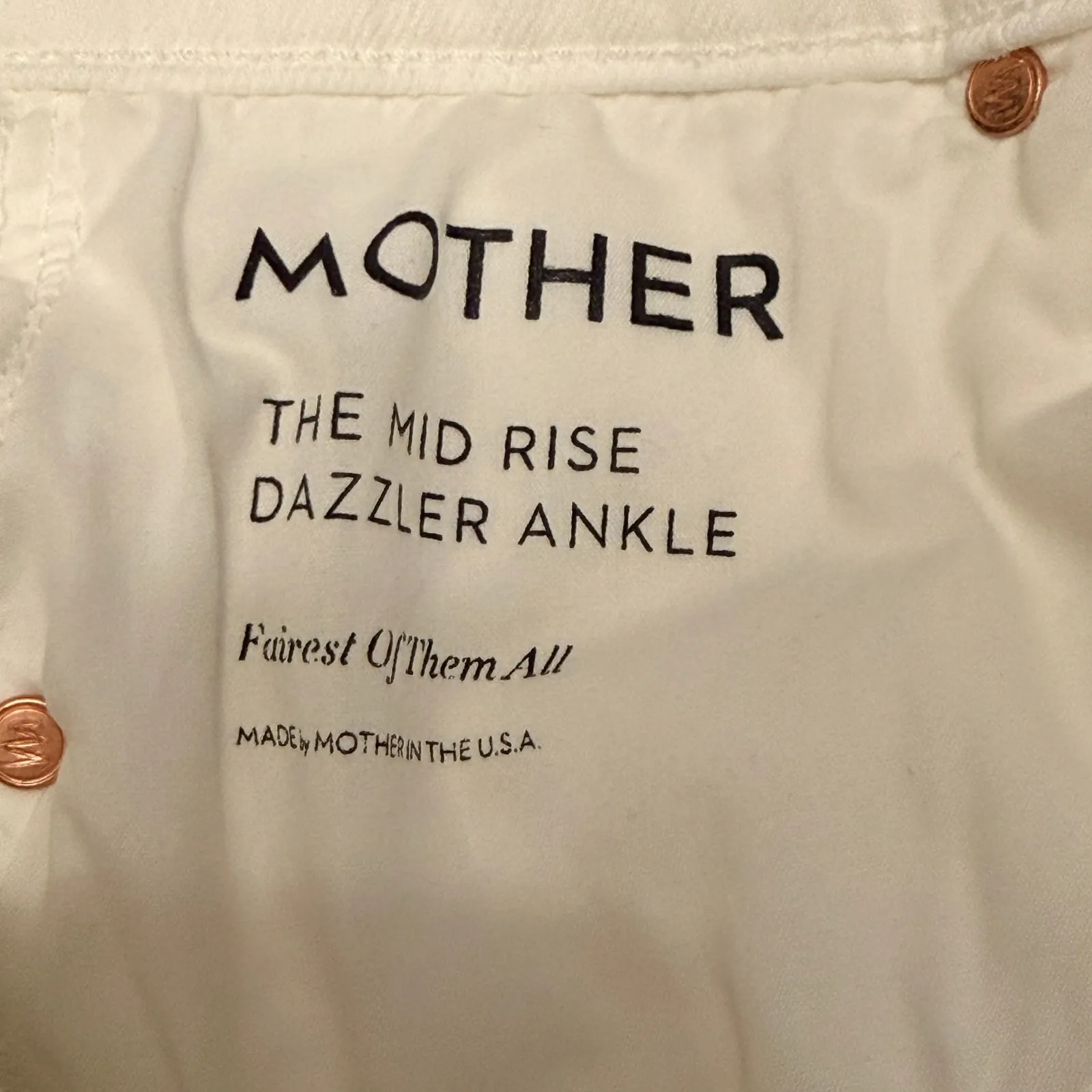 MOTHER The Mid Rise Dazzler Ankle Jeans FAIREST OF THEM ALL White Sz 28 Relaxed - Image 10