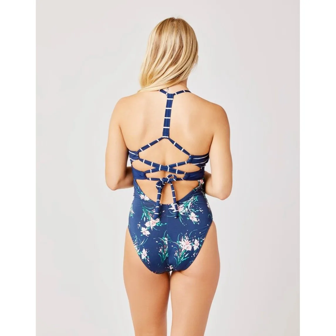 Carve Designs Dahlia One Piece Nautical Stripe Floral Bouquet Small $96 - Image 2