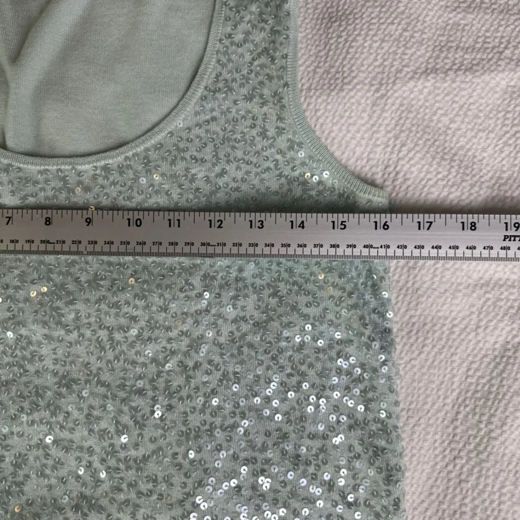 Talbots Light Blue Sequined Sleeveless Top Sz XS Silk Blend - Image 6