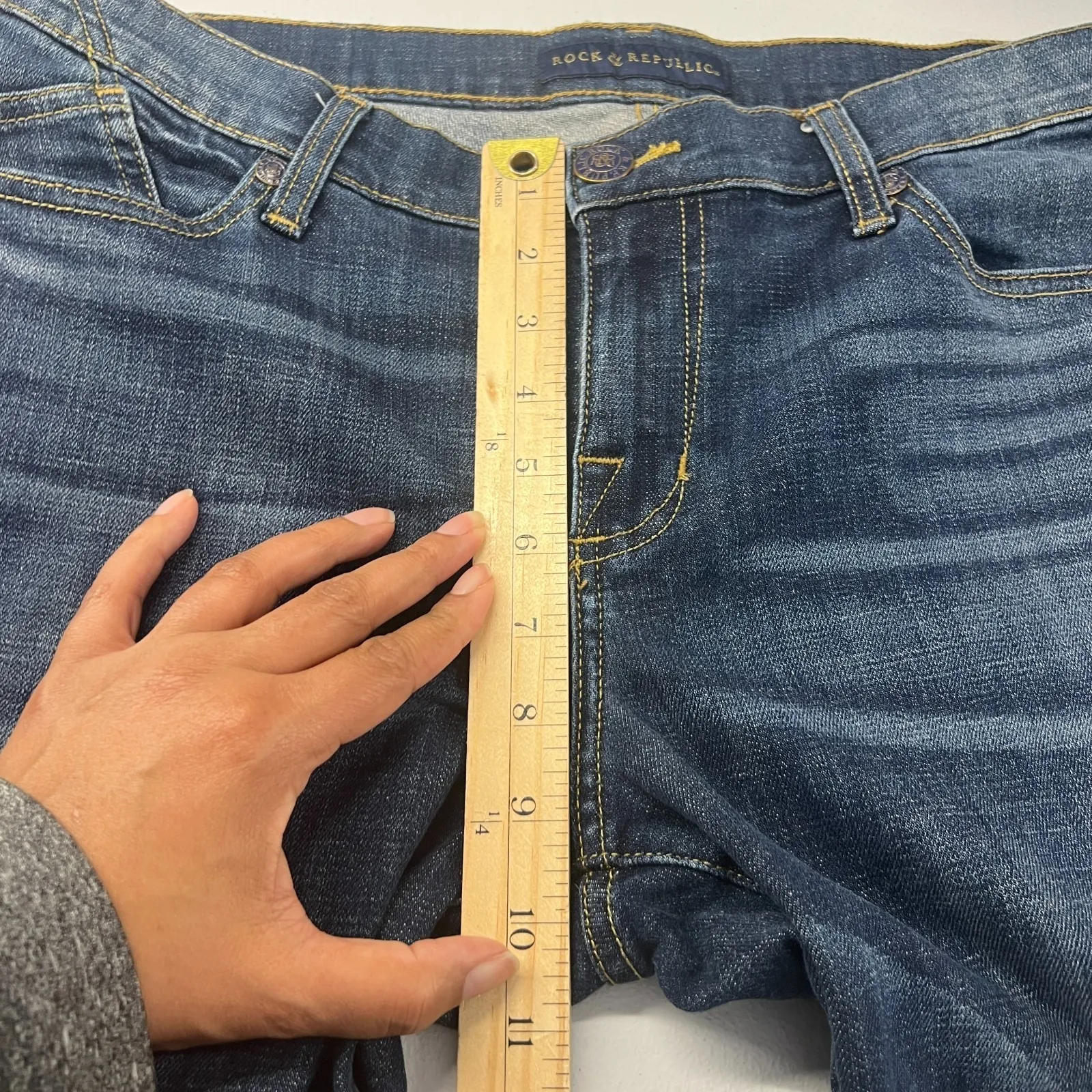 Rock & Republic Kasandra Jeans Womens 14 Blue Denim Cotton Bootcut Leg Mid Rise - Image 11