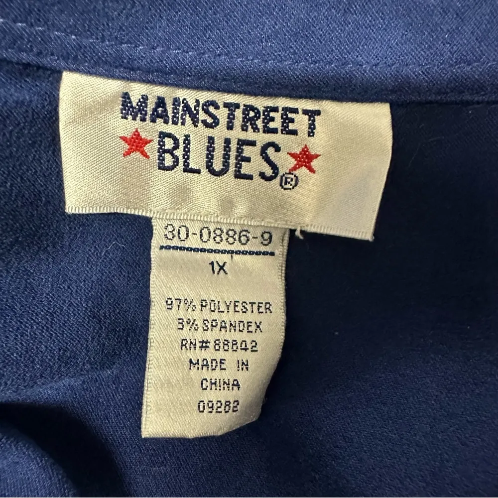 Mainstreet Blues Faux Suede Satin Lined Button Up Long Sleeve Shirt Plus Size 1X Blue - Image 10