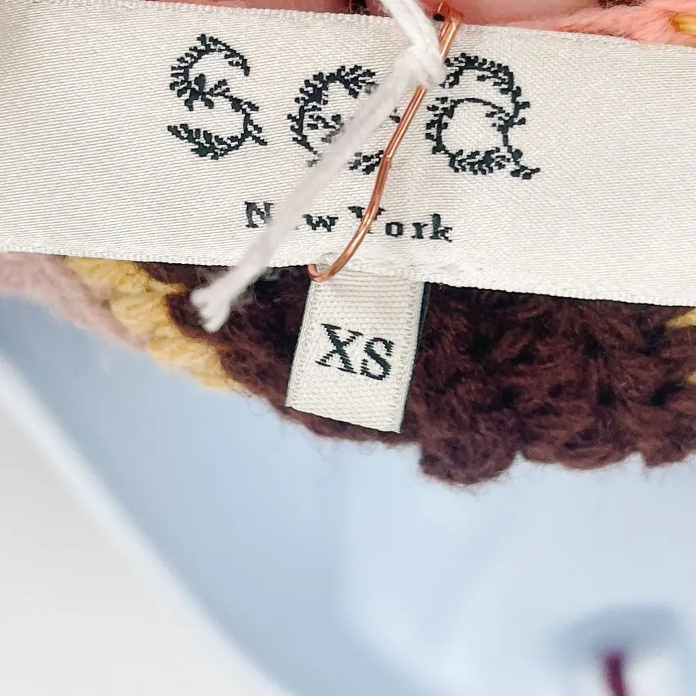 Sea New York Olina Ombre Rainbow Knit Sweater Top Crochet Wool Balloon Sleeve Size XS - Image 14