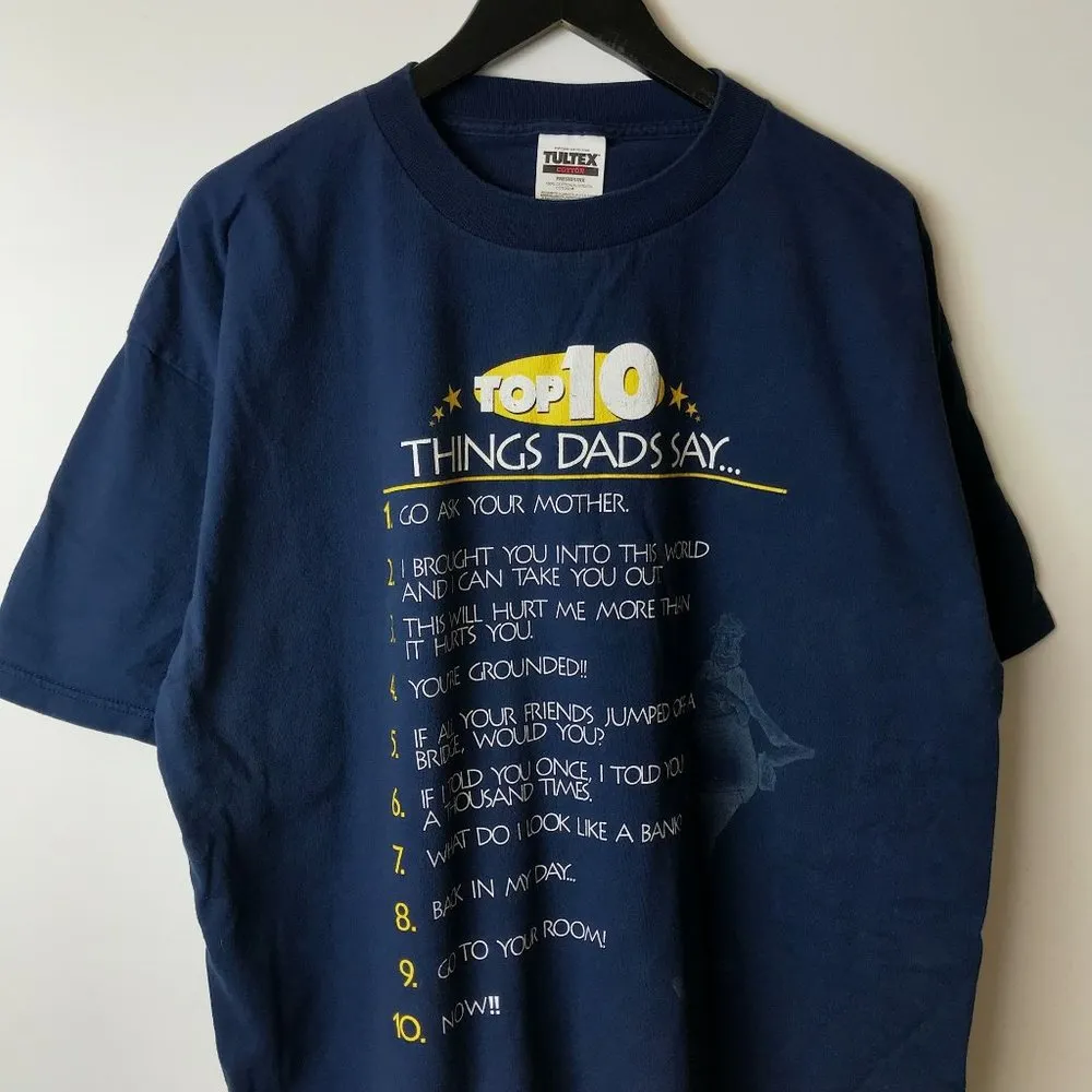 Top 10 Things Dads Say T Shirt Vintage 90s Blue Extra Large XL Humor Funny Solid - Image 10