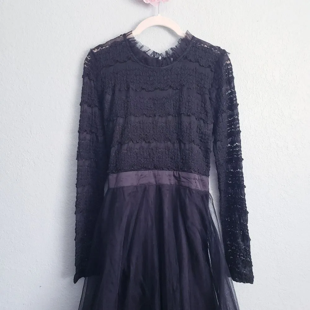 Baltic Born Lonnie Black Lace Long Sleeve Tulle Dress - Image 4