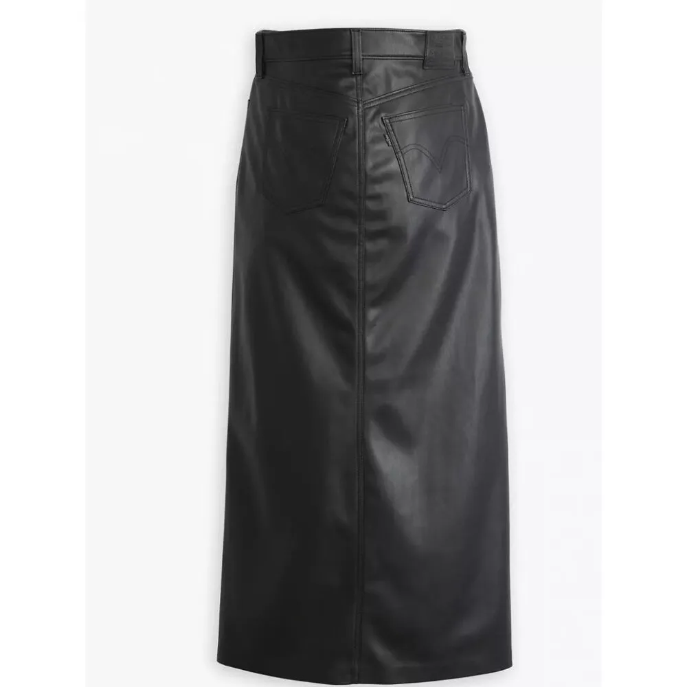 New Levi's Premium Ankle Column Skirt Faux Leather Night - Black Size 26 - Image 7
