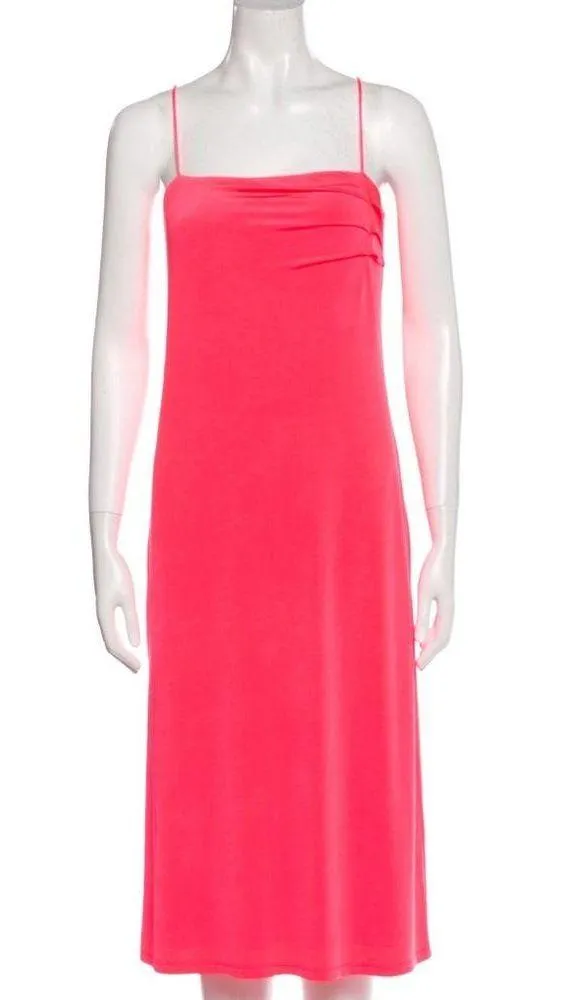 NWT Le Superbe Entourage Midi Slip Dress Hot Pink Coral Neon Slinky Satin size S - Image 14