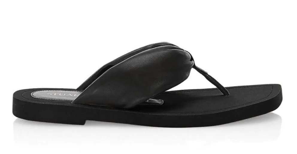 NEW Stuart Weitzman Leather Flip Flops in Black, Size US 8.5/ EU 39 - Image 3