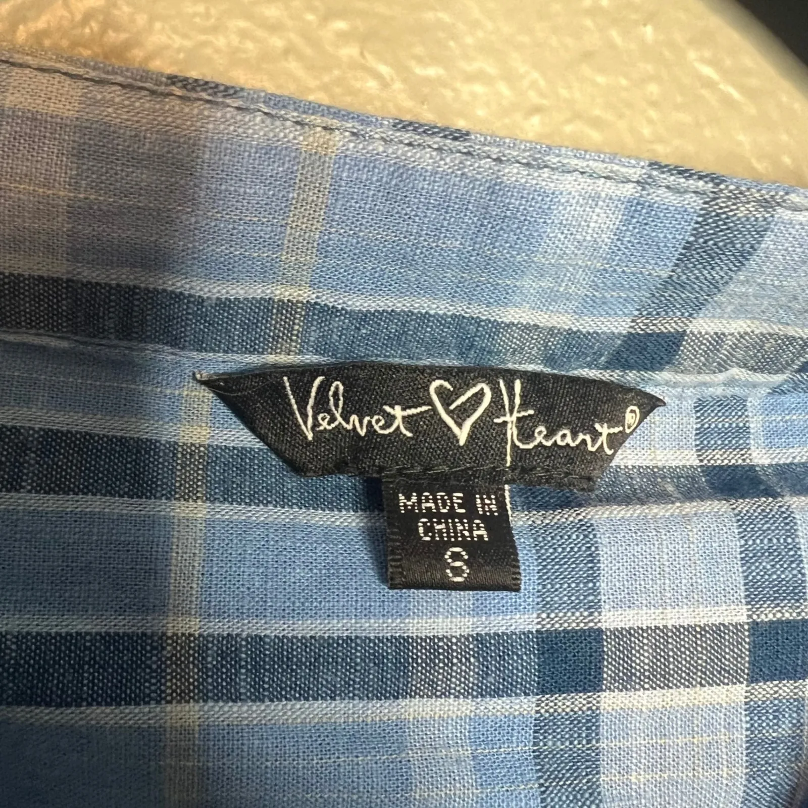 Velvet Heart Plaid Midi Dress Size S Cap Sleeve V-Neck Casual‎ Lagenlook Pockets - Image 2