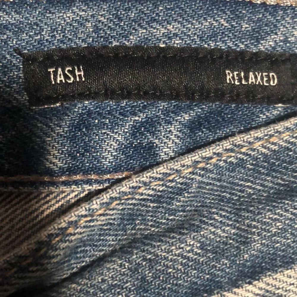 EDWIN Size 28 DISTRESSED TASH RELAXED STRAIGHT LEG DENIM JEAN IN SURRENDER Blue - Image 9