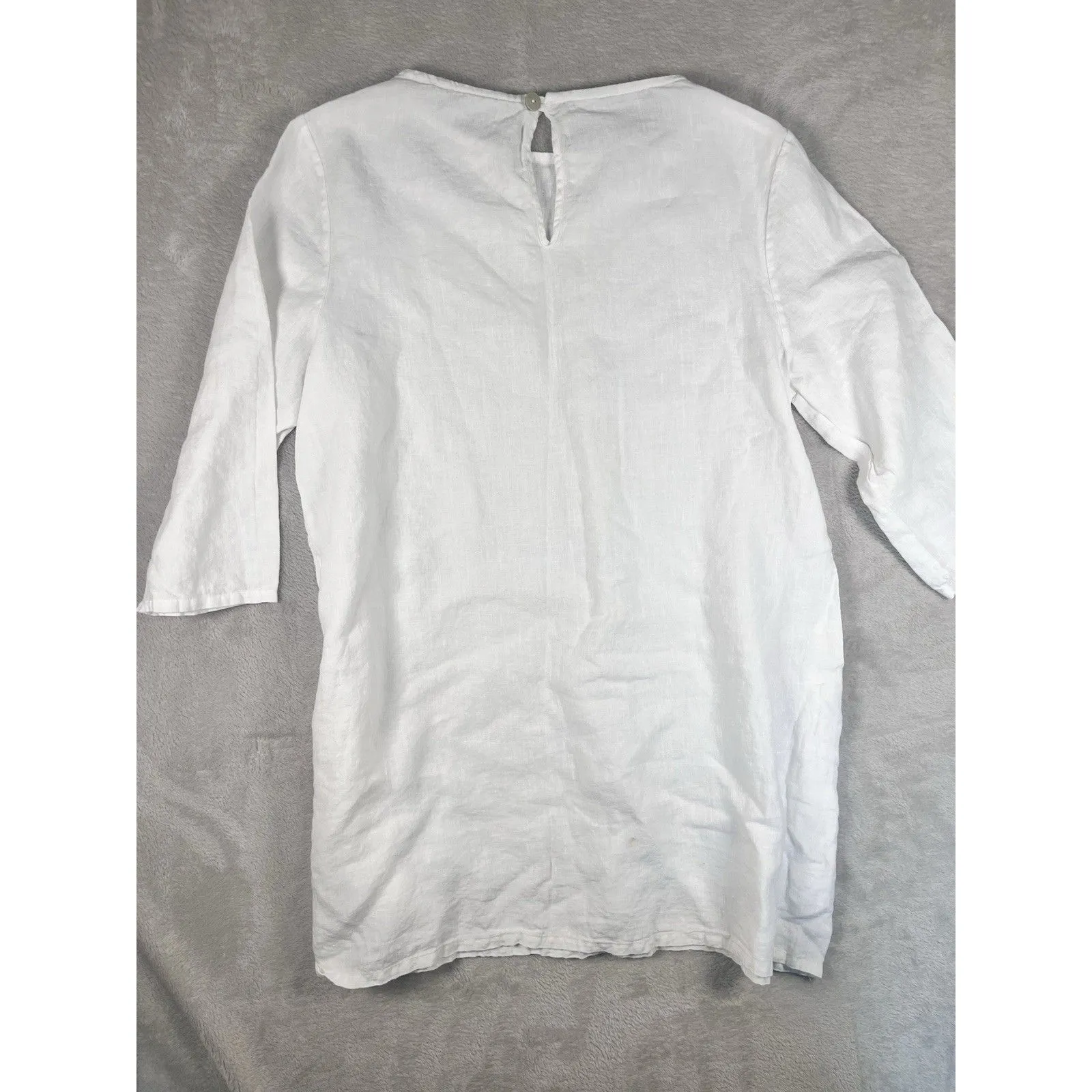 Bryn Walker 100% Linen Hopper Dress White Size S EUC Lagenlook Fairy Cottage - Image 10