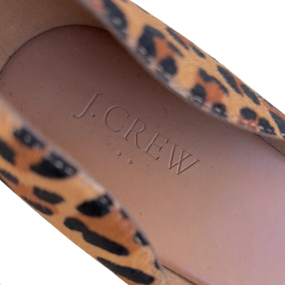 Like New J. Crew Leather and Calf Hair Sandals Animal Print Size 9 Tan - Image 4