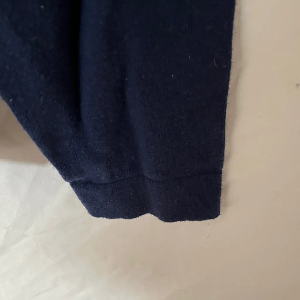 J. Crew: Navy Blue Teddie Long Sleeve Lightweight Sweater-Checkered Heart- L - Image 7