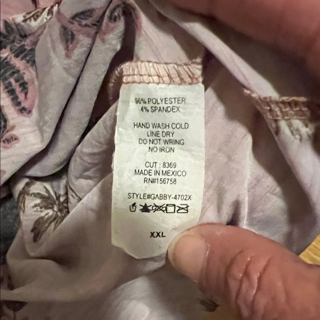 Honeyme Mauve and Black Floral Tunic v neck soft and stretchy XXL - Image 5