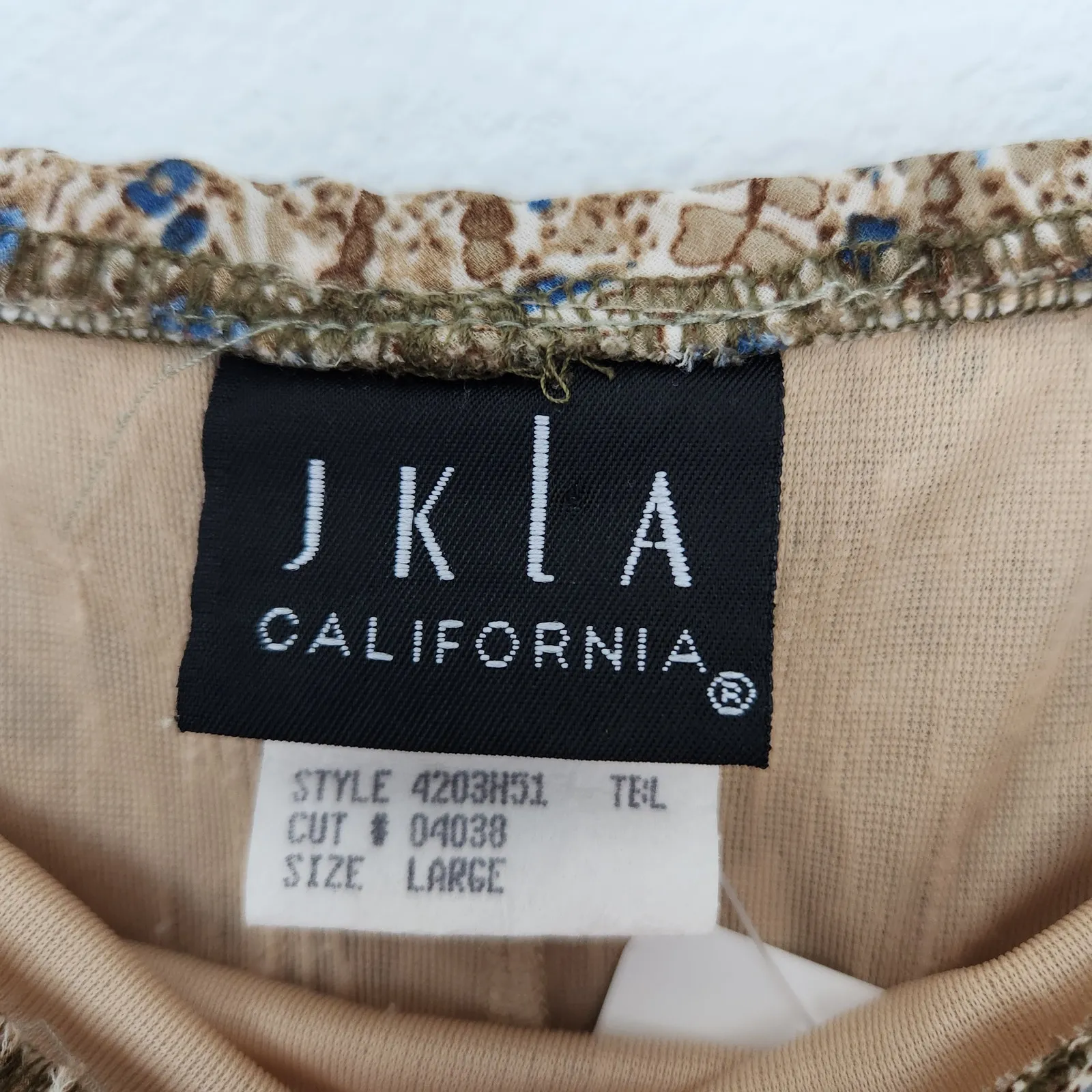 Vintage JKLA California Brown Blue Paisley Bias Cut Midi Skirt Academia 90sM Size M - Image 3