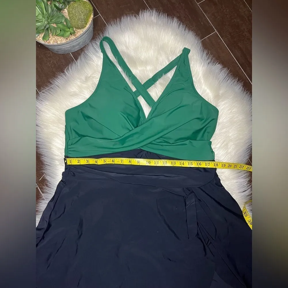 Blooming Jelly green/black Swim Dress Tummy Control Bathing Suits Sz 2X - Image 7