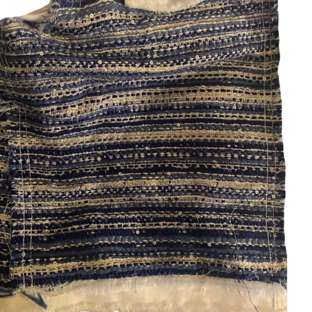 Ramy Brook Barry Button-Front Denim & Tweed Frayed Edge Denim Jacket Size Large - Image 5