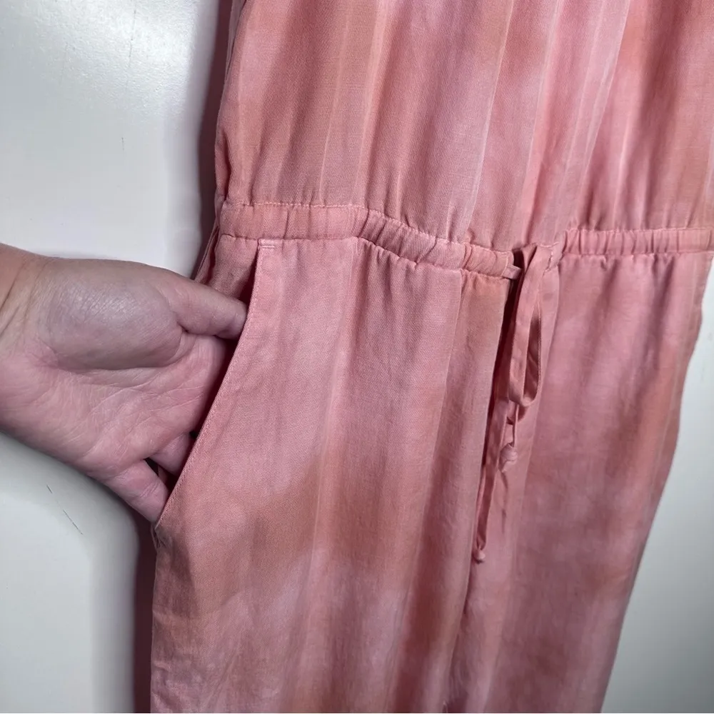 Cloth & Stone Anthropologie Day Tripper Peachy Pink Tie Dye Cropped Jumpsuit S - Image 4