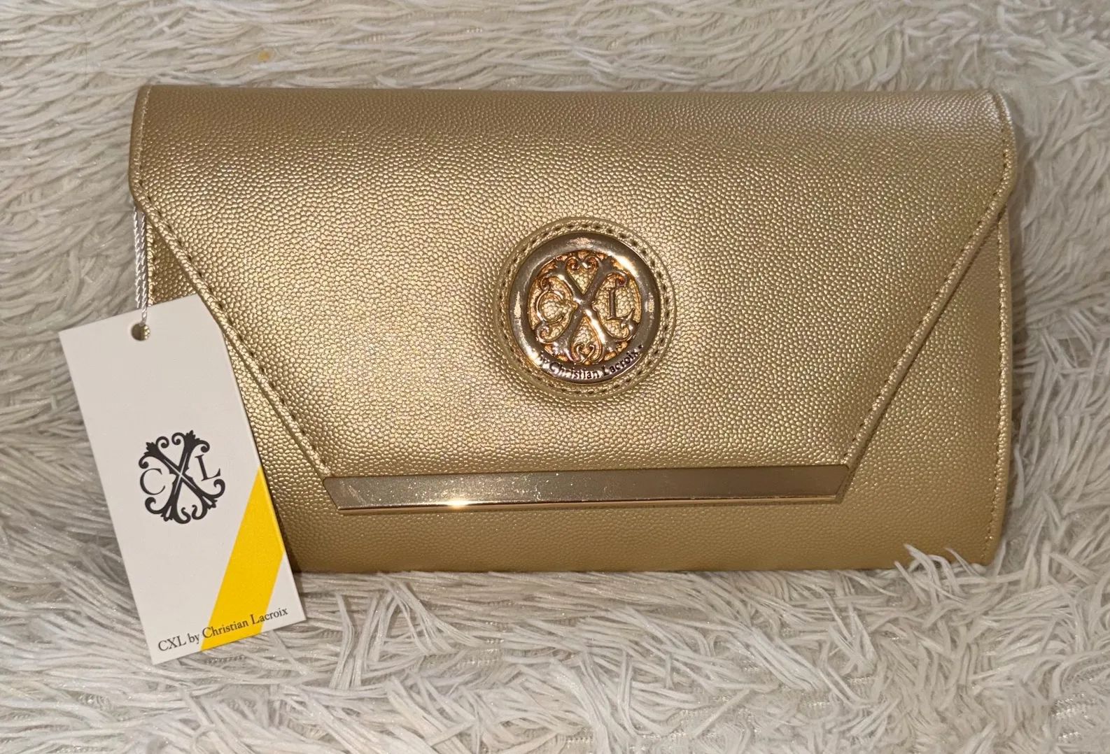Christian Lacroix Glam Caviar Clutch In Gold - NWT - Image 1