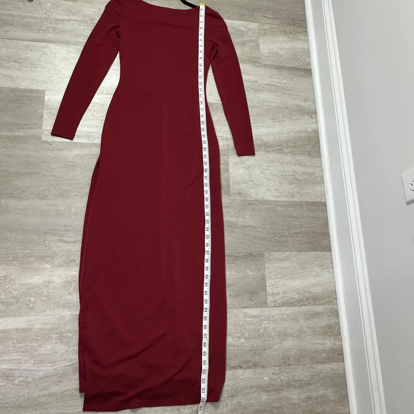 Meshki Dark Red Keren Open Back Maxi Dress Size XS Long Sleeve Backless Cocktail - Image 12