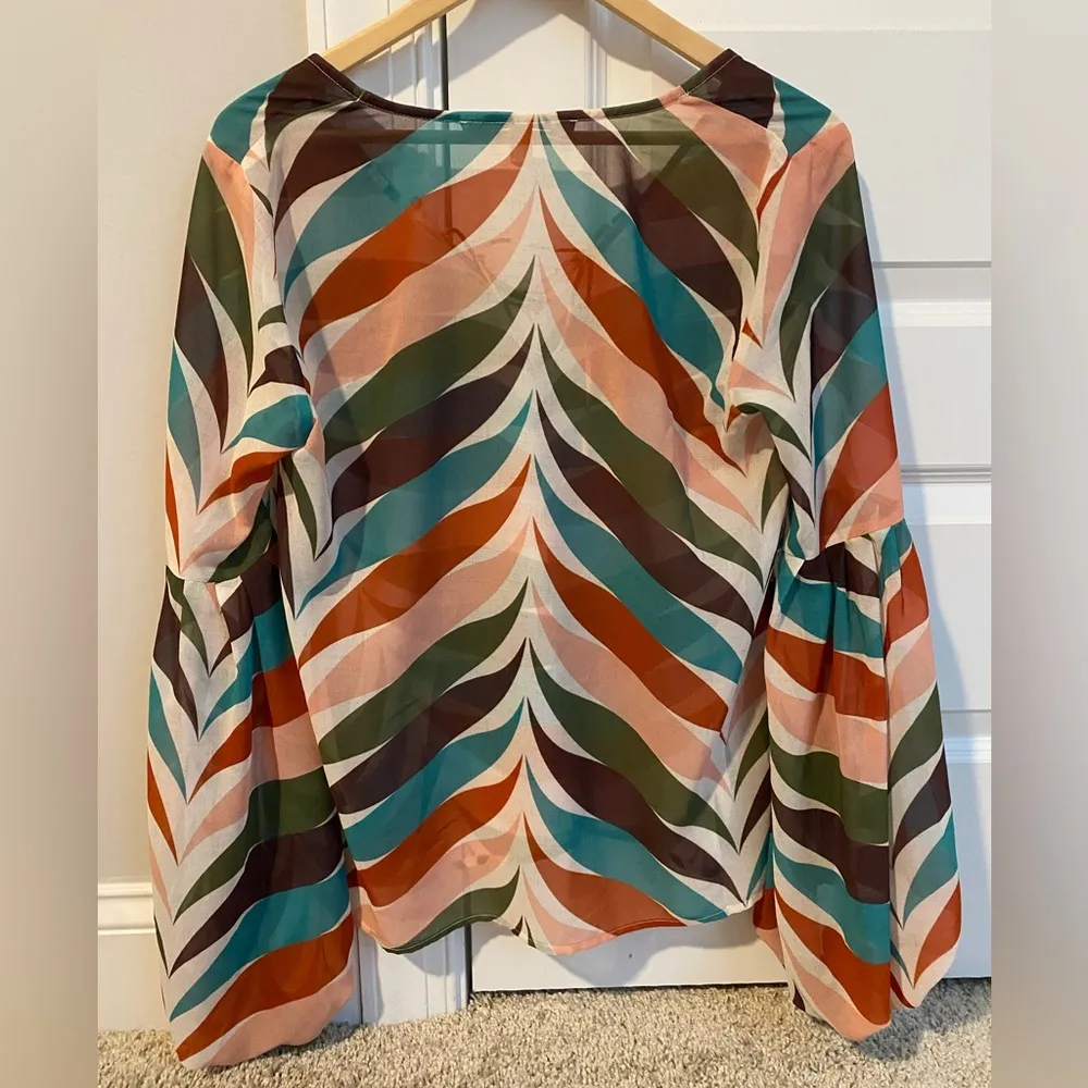 Anthropologie Hutch Sheer Patterned Long Sleeved Blouse - Image 2