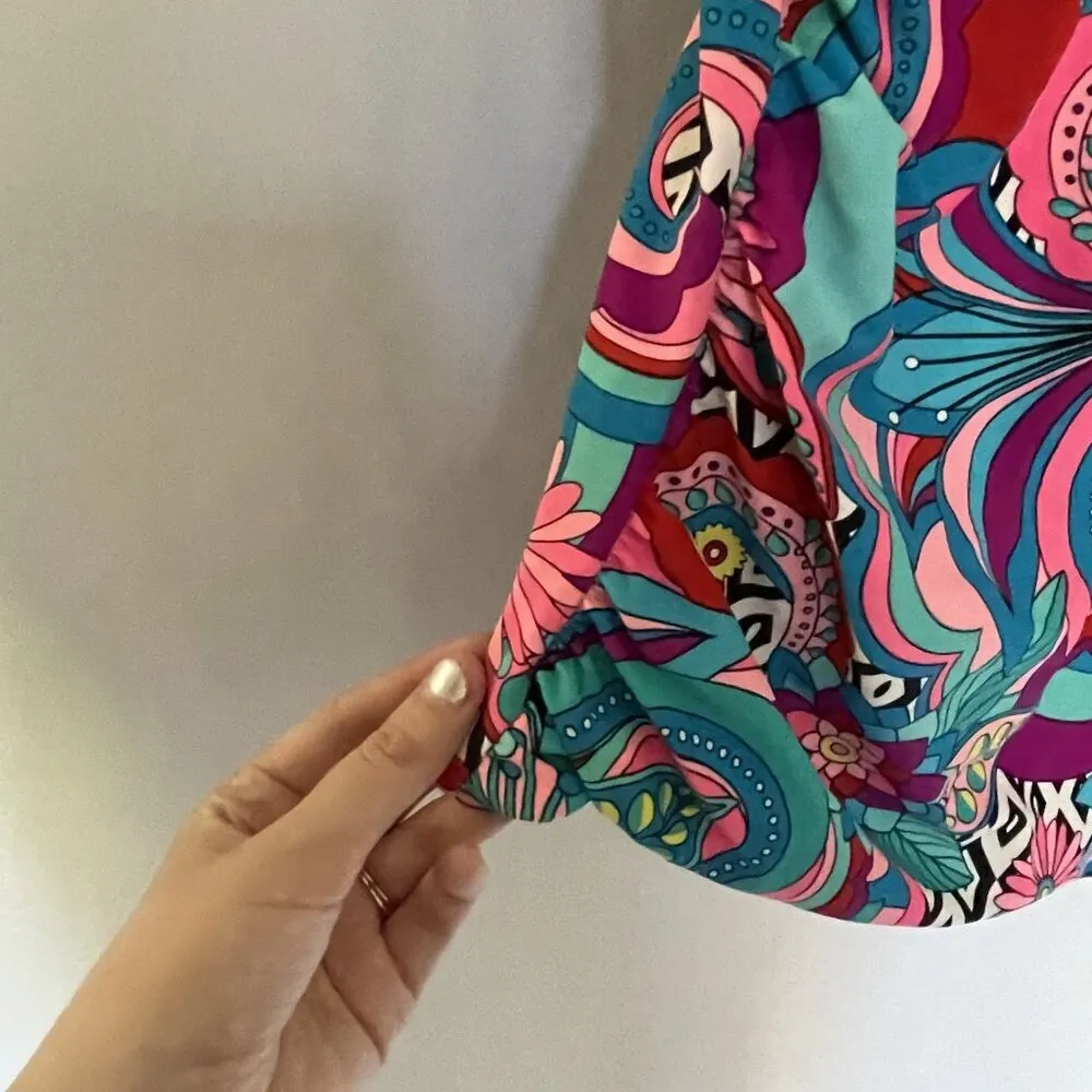 Colorful Boho Paisley Swimsuit Top women's size 2XL casual beachy v - Image 3