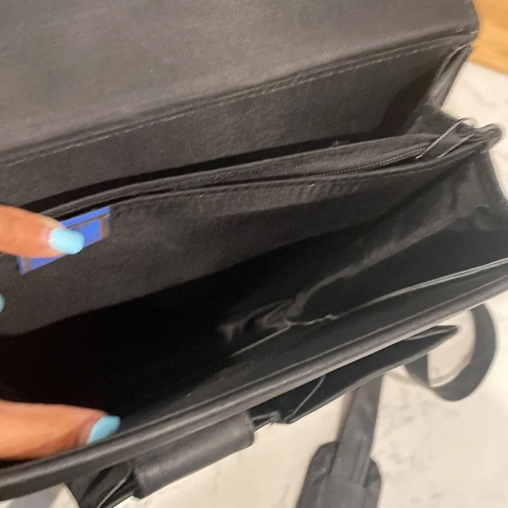 Vintage black nylon created and made in Mexico crossbody bag lock and key - Image 6