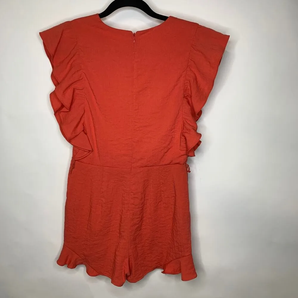 NWOT Lovers + Friends Jill Romper in Coral Ruffle Sz Small - Image 5