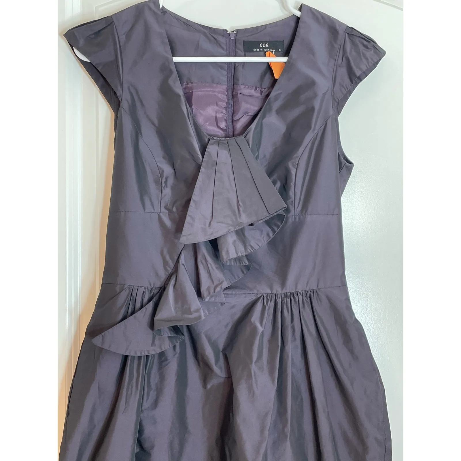 Cue Australia Cocktail Dress US Size Small Black Matte Satin Whimsygoth Formal - Image 2