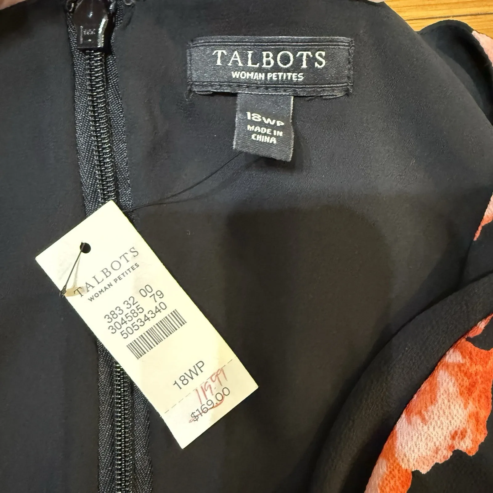 Talbots NWT Floral Black Dress Scoop Neck Lined Flowing Poppy Print Layered 18WP - Image 13