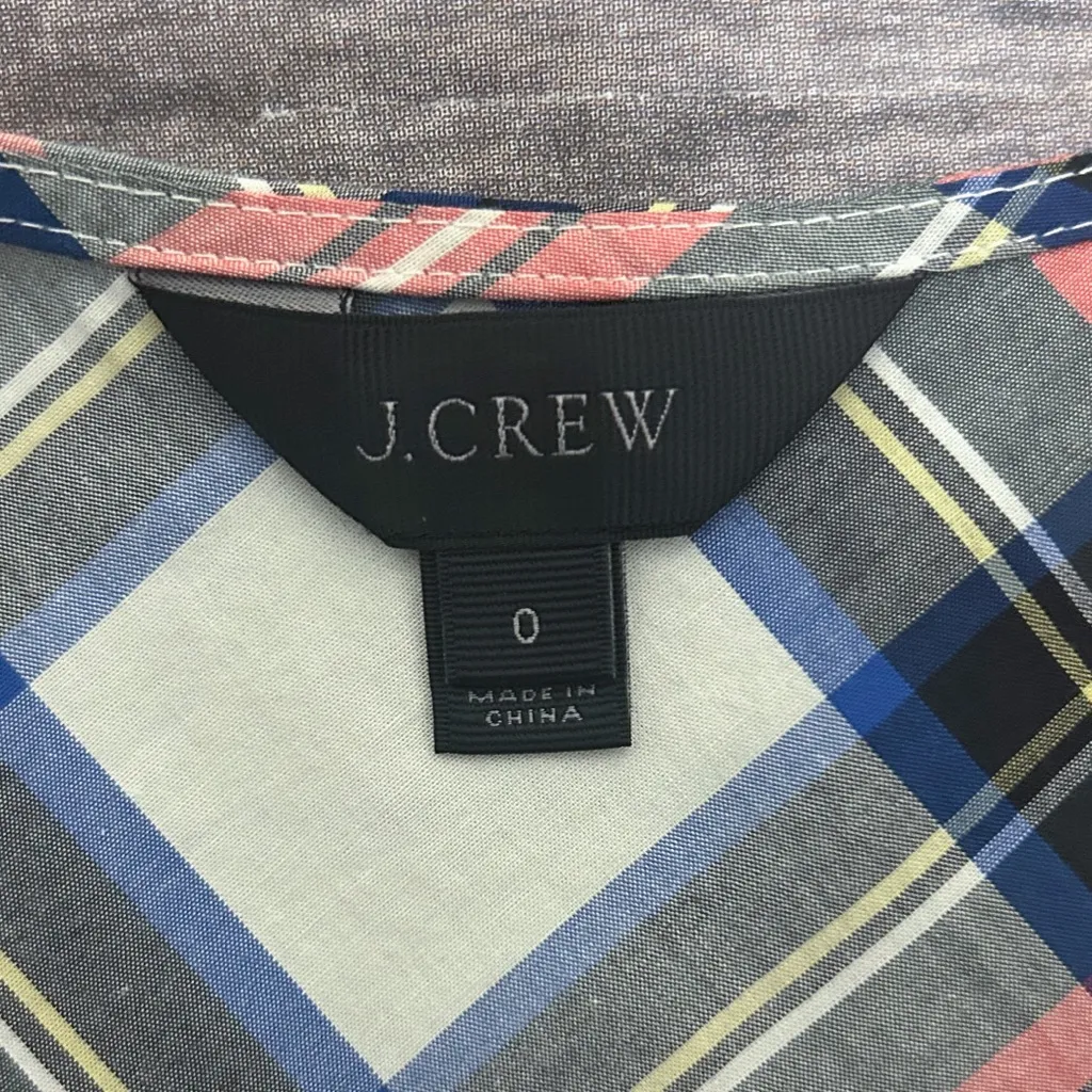 J Crew Red White Black Plaid Sleeveless Shoulder Bow Tie A Line Cotton Blouse 0 - Image 7