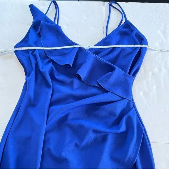 Lulus Keep on Flourishing Blue Ruffled Asymmetrical Bodycon Dress XL‎ - Image 7