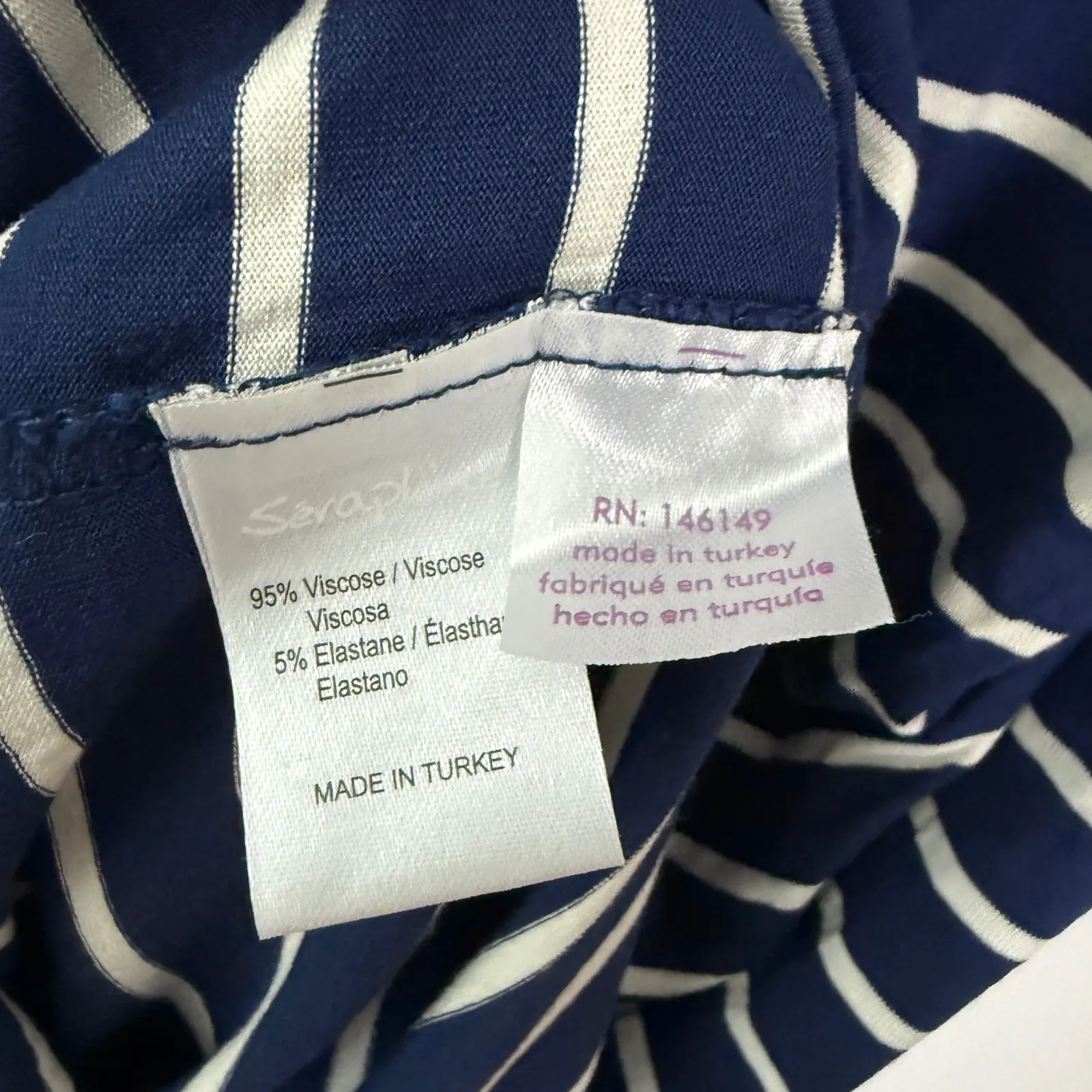 Seraphine Navy White Striped Sleeveless Maternity Midi Dress Size US 4 Blue - Image 4