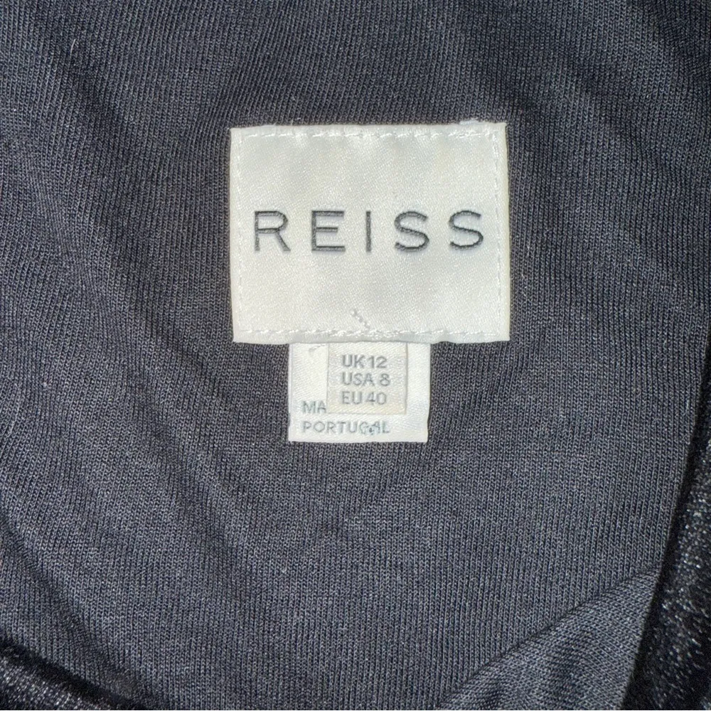 Reiss Ewelina Textured Black Long Sleeve Bodycon Knee Length Dress Sz 8 Back Zip - Image 5