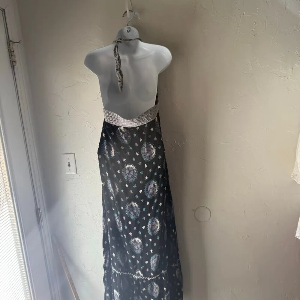 Gypsy Rose Y2k OneSize Handmade Crochet Celestial Whimsigoth Festival Midi Dress - Image 4