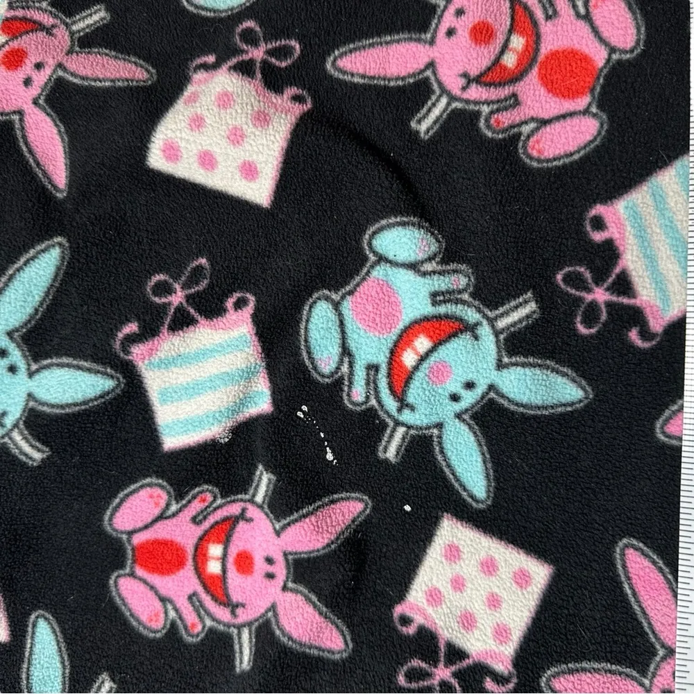 Vintage Y2K Happy Bunny Black Fleece Sleep Pajama Pants Medium - Image 6