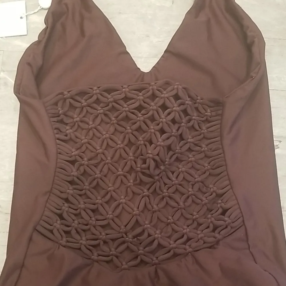 💕MIKOH💕 Topanga Macrame Halter One Piece Swimsuit Burgundy Small S NWT - Image 12