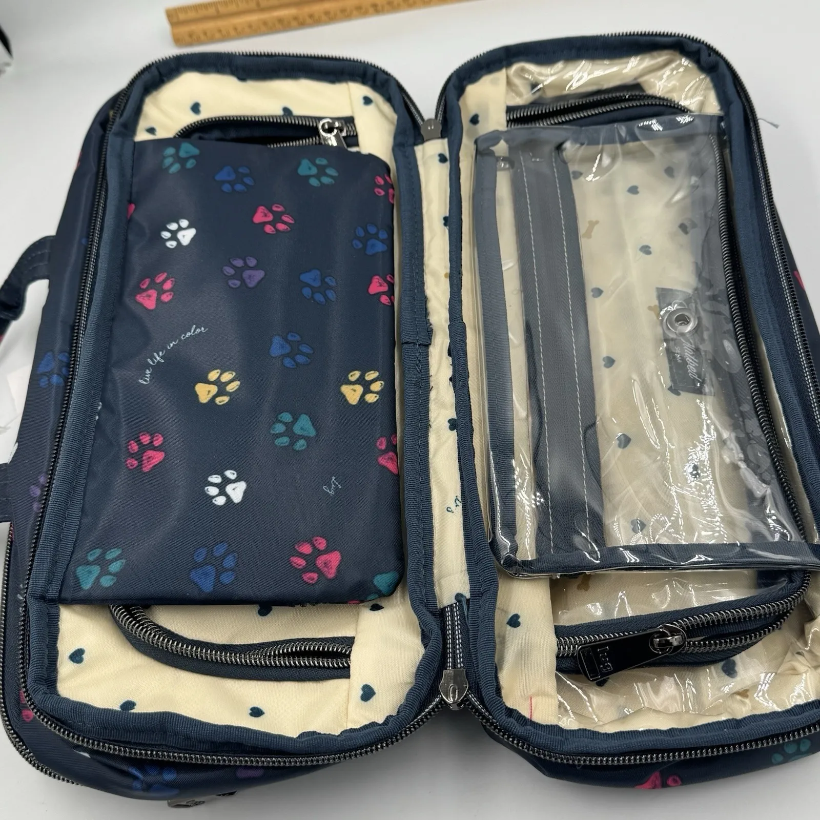 Lug Flatbed Slim Cosmetic Case Bag Blue Paws Dog Travel Cruise Organizer Craft - Image 6