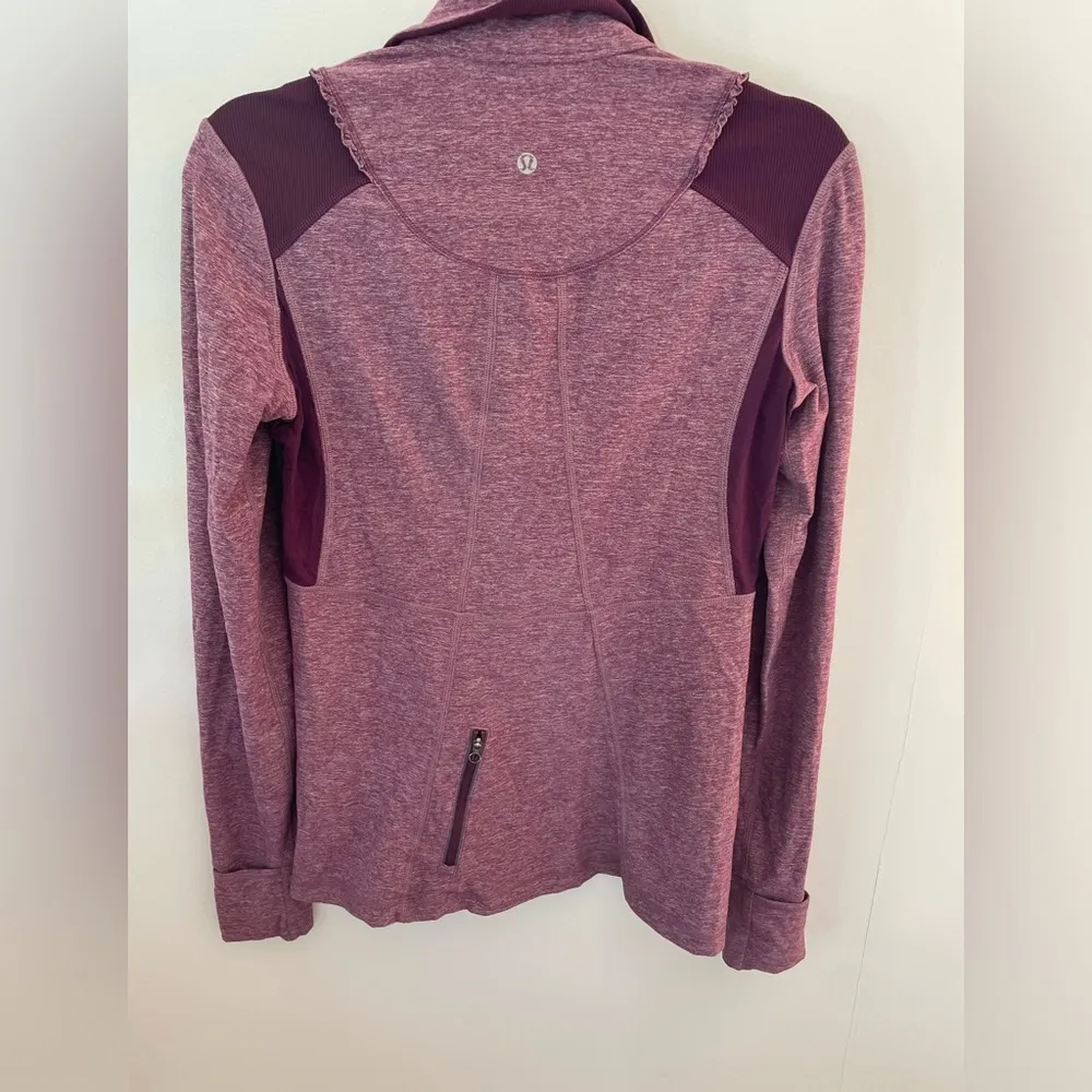 Lululemon ruffled quarter zip pullover Size 8 Purple Run Your Heart Out Pullover - Image 6