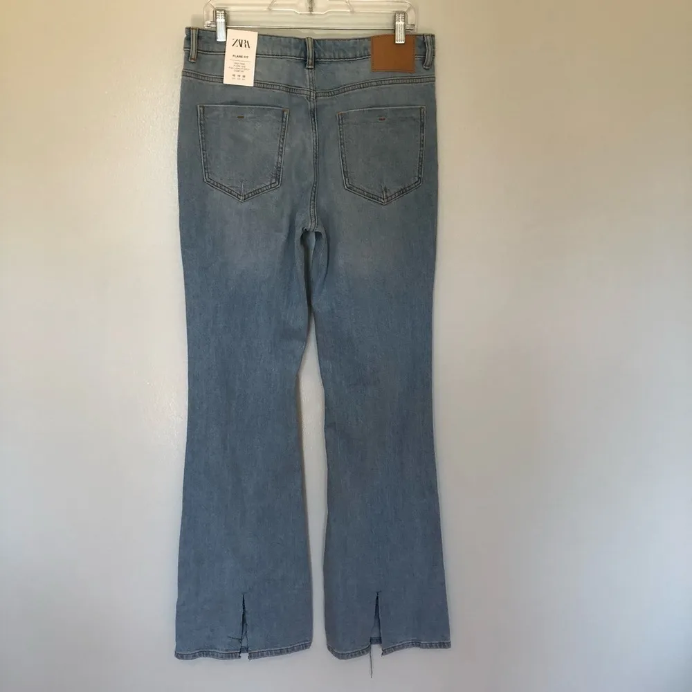 Zara Flare Fit Jeans High Rise Full Length Split New 10 - Image 4