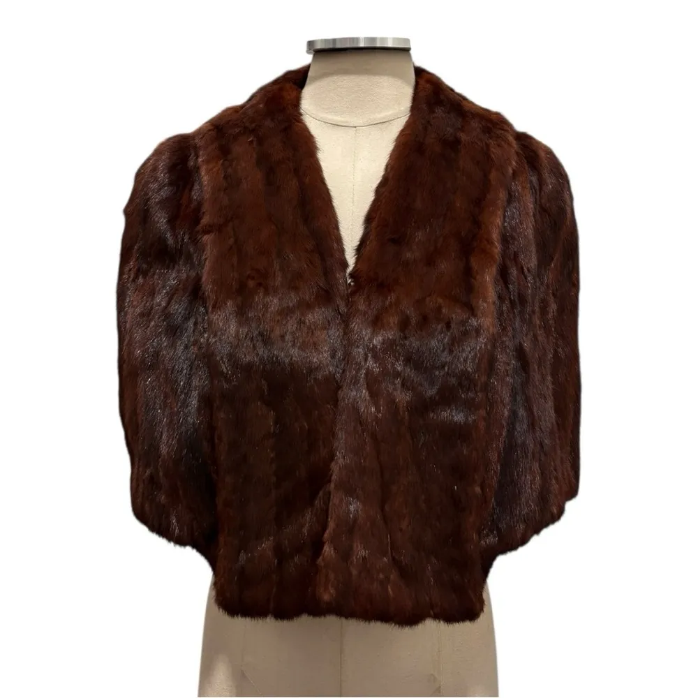 Vintage Bullocks Mink Cape Stole Brown Size undefined - Image 2